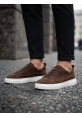 LVO0581 Erkek Sneaker Günlük Casual Spor Ayakkabı Kahvrengi Beyaz Taban 
