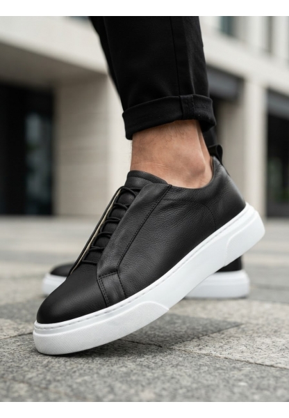 LVO0581 Erkek Sneaker Günlük Casual Spor Ayakkabı Siyah Beyaz Taban