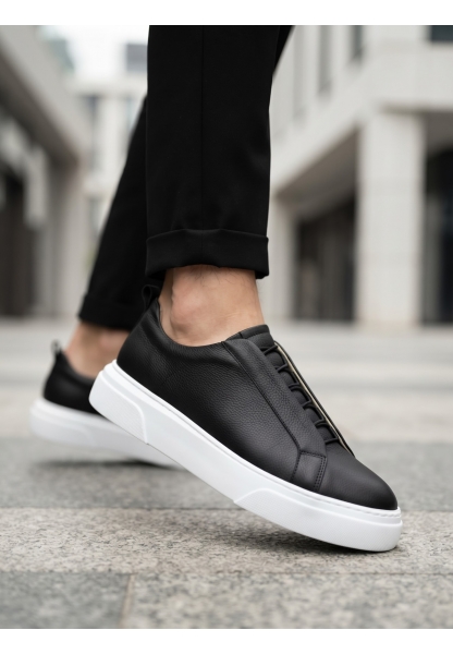LVO0581 Erkek Sneaker Günlük Casual Spor Ayakkabı Siyah Beyaz Taban