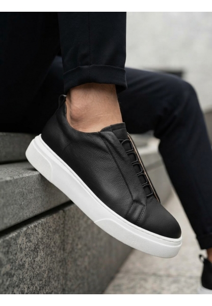 LVO0581 Erkek Sneaker Günlük Casual Spor Ayakkabı Siyah Beyaz Taban
