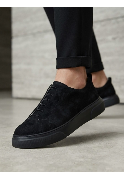 LVO0581 Erkek Sneaker Günlük Casual Spor Ayakkabı Siyah Süet Siyah Taban 