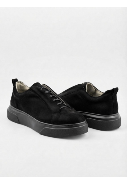LVO0581 Erkek Sneaker Günlük Casual Spor Ayakkabı Siyah Süet Siyah Taban 