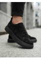LVO0581 Erkek Sneaker Günlük Casual Spor Ayakkabı Siyah Süet Siyah Taban 