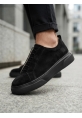 LVO0581 Erkek Sneaker Günlük Casual Spor Ayakkabı Siyah Süet Siyah Taban 