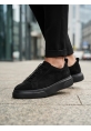LVO0581 Erkek Sneaker Günlük Casual Spor Ayakkabı Siyah Süet Siyah Taban 