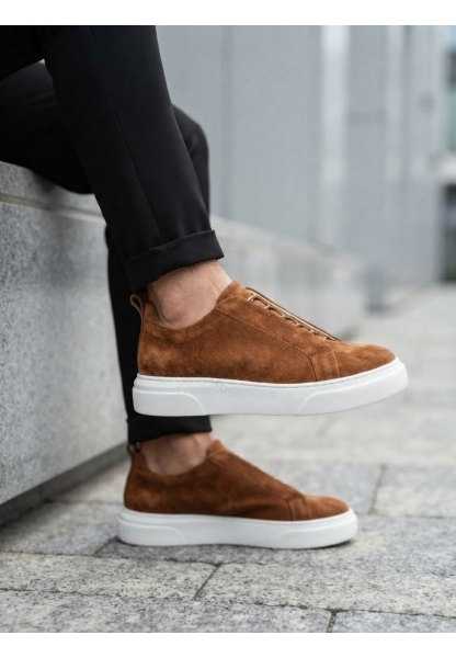 LVO0581 Erkek Sneaker Günlük Casual Spor Ayakkabı Taba Beyaz Taban 