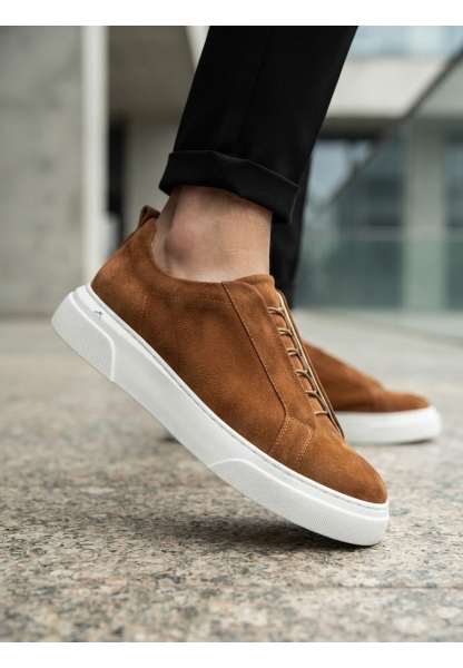 LVO0581 Erkek Sneaker Günlük Casual Spor Ayakkabı Taba Beyaz Taban 