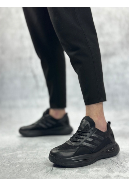 LVO0650 Tarz Sneakers Yüksek Taban Siyah Spor Ayakkabısı
