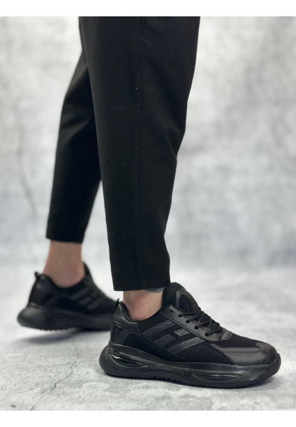 LVO0650 Tarz Sneakers Yüksek Taban Siyah Spor Ayakkabısı