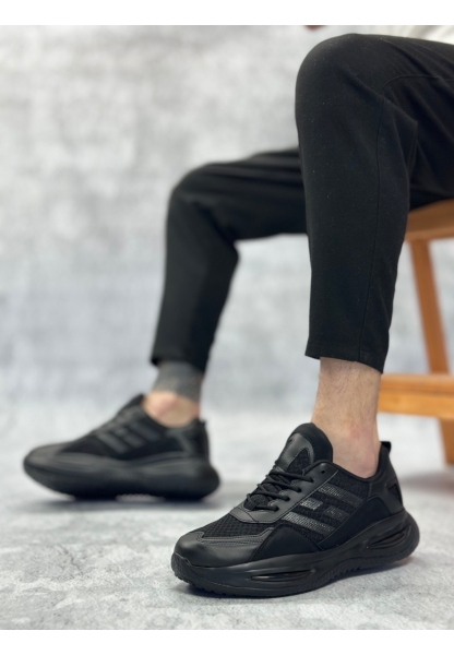 LVO0650 Tarz Sneakers Yüksek Taban Siyah Spor Ayakkabısı