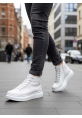 LVO0713 Bağcıklı Beyaz Yüksek Taban Erkek Tarz Spor Bot