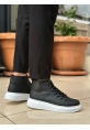 LVO0713 Bağcıklı Yüksek Siyah Beyaz Taban Erkek Tarz Spor Bot