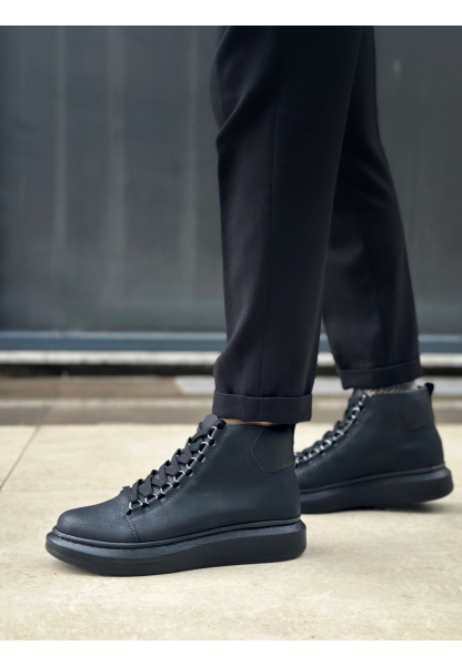 LVO0713 Bağcıklı Yüksek Siyah Taban Erkek Tarz Spor Bot
