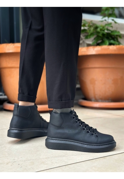LVO0713 Bağcıklı Yüksek Siyah Taban Erkek Tarz Spor Bot