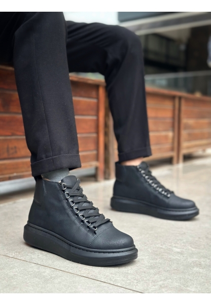 LVO0713 Bağcıklı Yüksek Siyah Taban Erkek Tarz Spor Bot