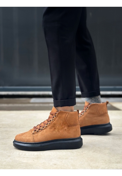 LVO0713 Bağcıklı Yüksek Taba Süet Siyah Taban Erkek Tarz Spor Bot