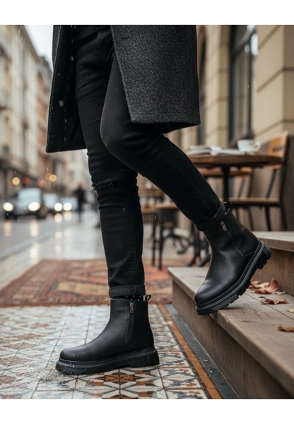 LVO0777 Siyah Çift Fermuarlı Erkek Yarım Bilek Bot