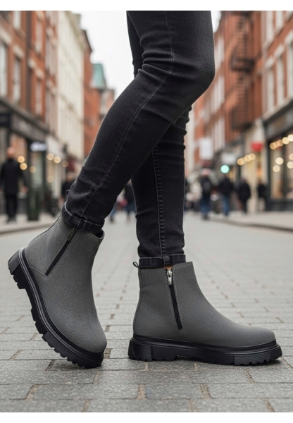 LVO0777 Süet Füme Çift Fermuarlı Erkek Yarım Bilek Bot